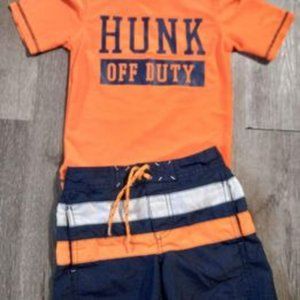 Boys Size 3t Swim Set Swim Short Trunks with Swim Shirt Rash Gaurd